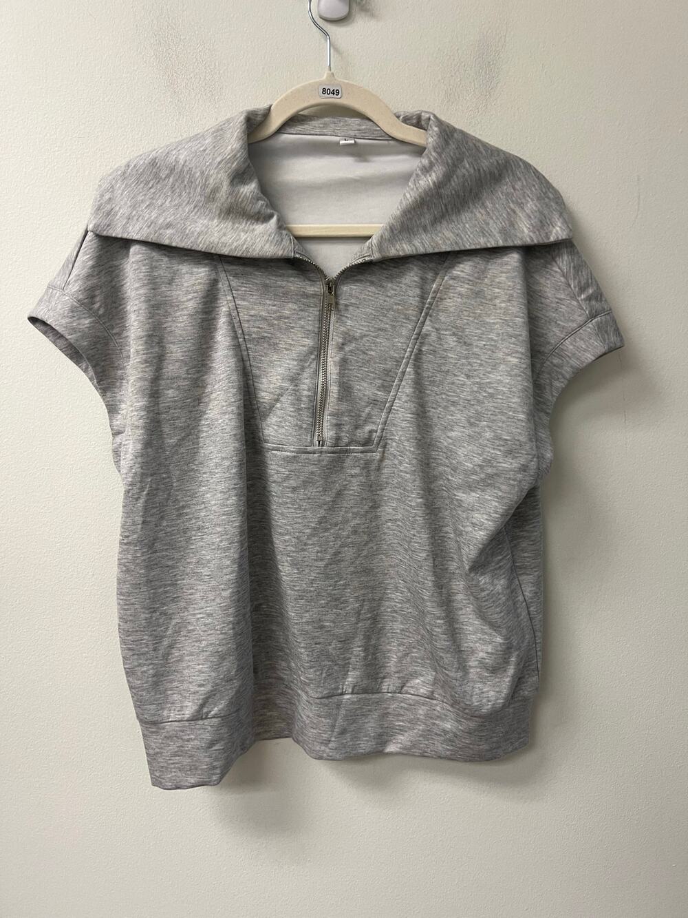 No Brand Heather Gray Sleeveless Collard Sweatshirt Sz L